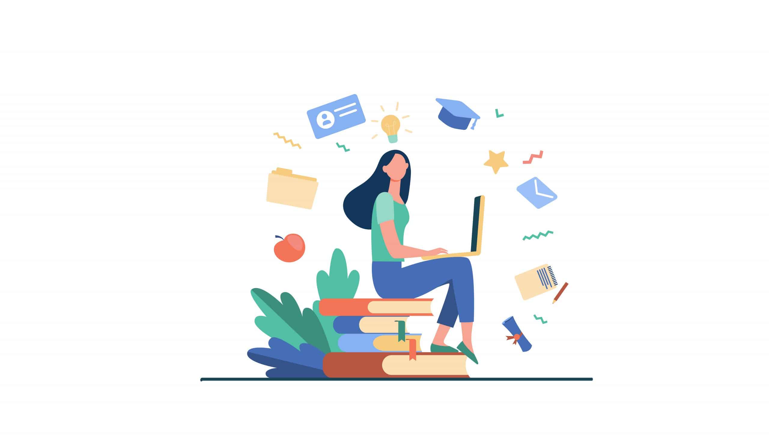 Student With Laptop Studying On Online Course