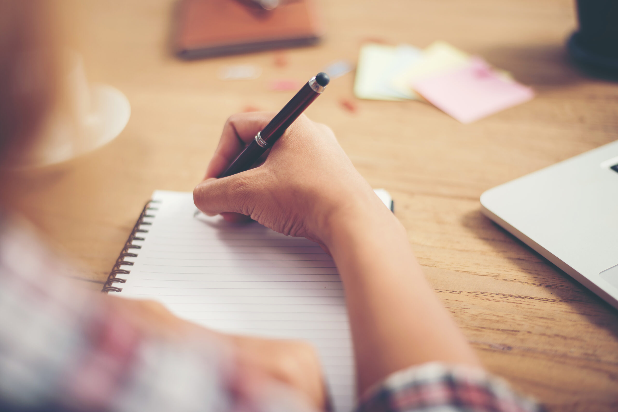 Young Hipster Woman Writing And Work In Workplace.