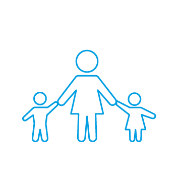 Picto Heth Cyan Famille 3 Mere Seule 2 Enfants